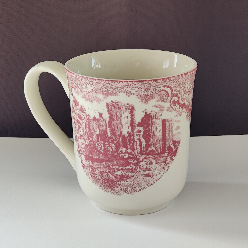Johnson Brothers | Red Transferware Coffee ☕ Mug | Pink 🩷 Castles